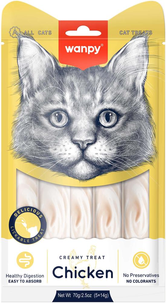 Wanpy КУРКА вершкові рідкі смаколики для котів 70 г (WP_87108)